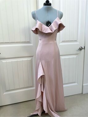 NBD Blush Pink Ruffle Slip Gown
